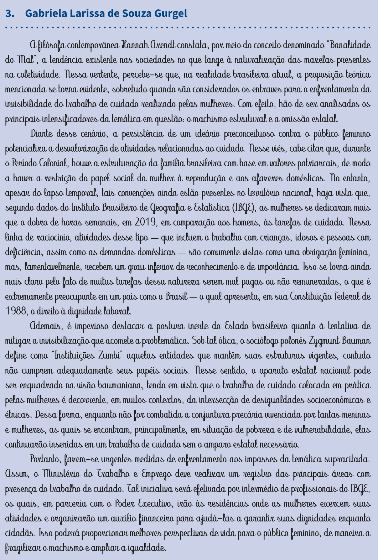 Redação de Gabriela Larissa de Souza Gurgel na cartilha do INEP