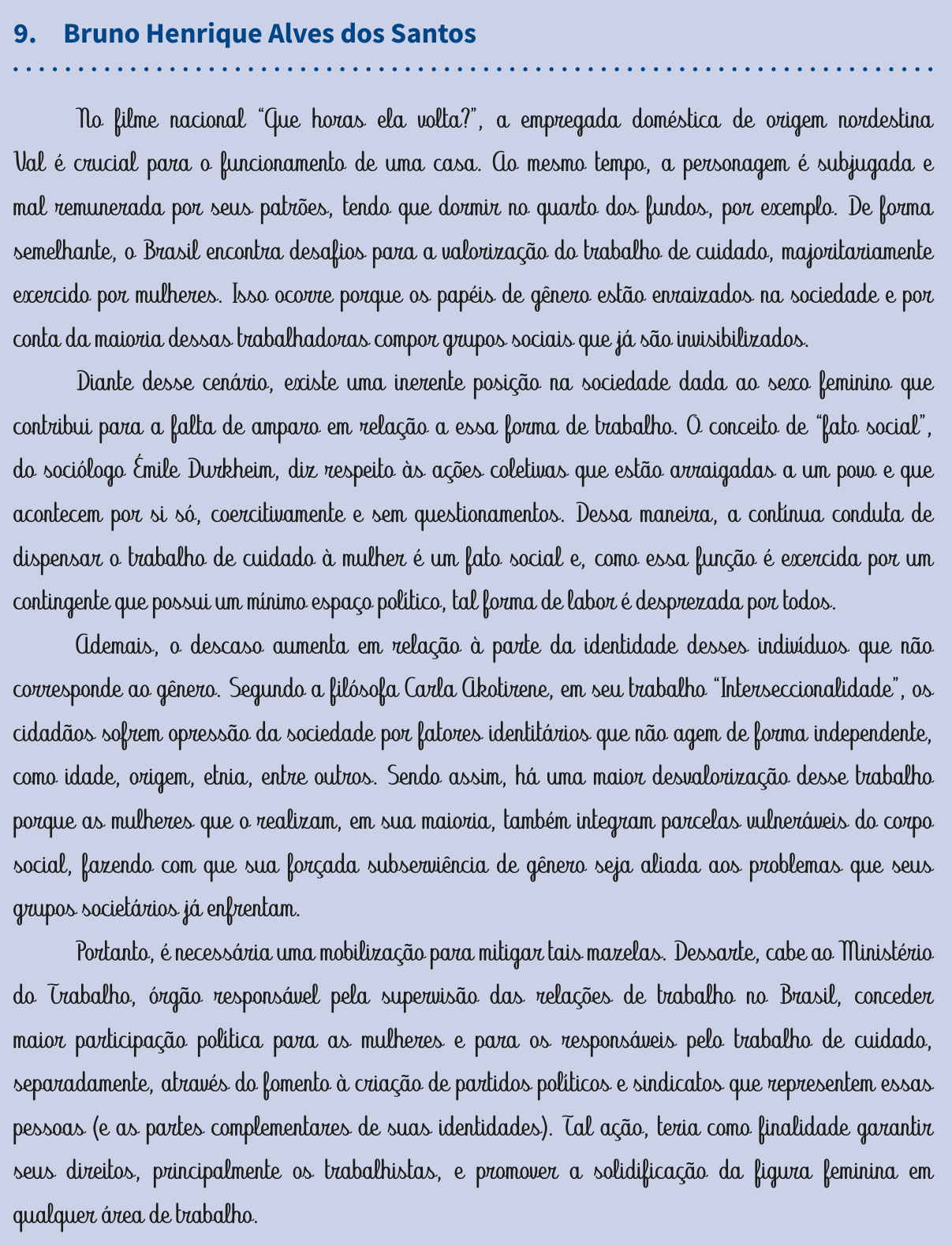 Redação de Bruno Henrique Alves dos Santos na cartilha do INEP