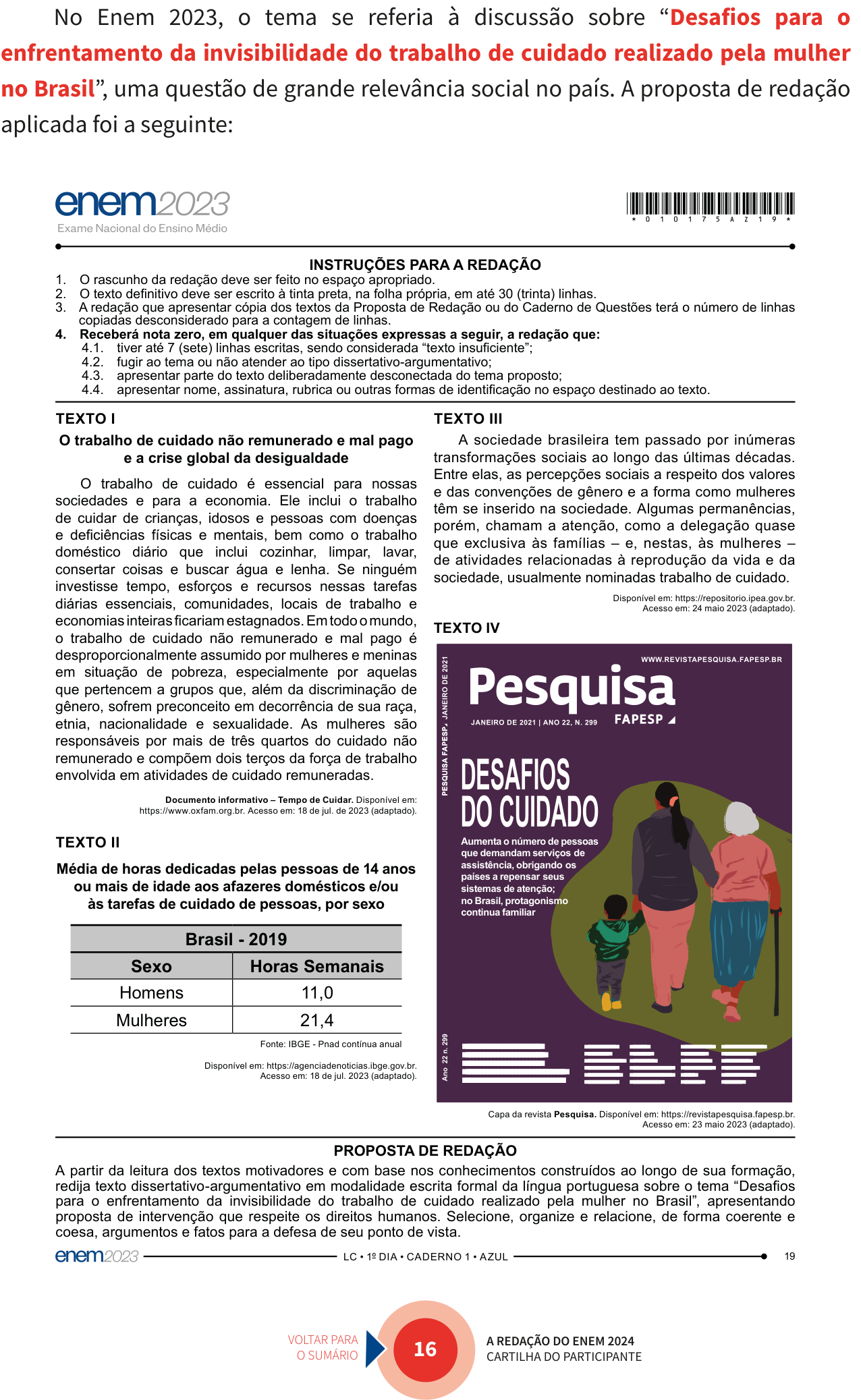 Proposta de redação do Enem 2023, como a cartilha do INEP reproduz